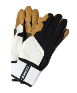 marucci blacksmith full-wrap baseball batting gloves, white/black, adult large