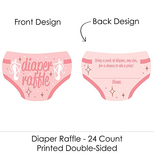 Big Dot of Happiness Tutu Cute Ballerina - Diaper Shaped Raffle Ticket Inserts - Ballet Baby Shower Activities - Diaper Raffle Game - Set of 24