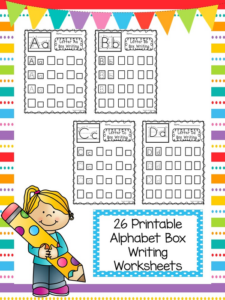26 printable alphabet box writing worksheets