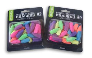 colorful pencil topper eraser set - 50 count