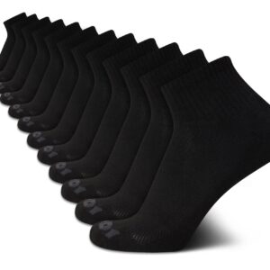 AND1 Men's Socks - Athletic Cushion Quarter Cut Ankle Socks (12 Pack), Size 6-12.5, Black