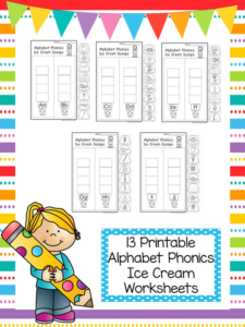 13 printable alphabet phonics ice cream worksheets