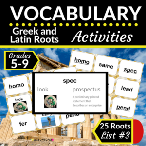 greek and latin roots activities-vocabulary list #3
