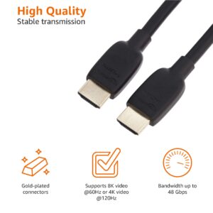 Amazon Basics High-Speed HDMI Cable (48Gbps, 8K/60Hz ) - 6 Feet, Dark Gray