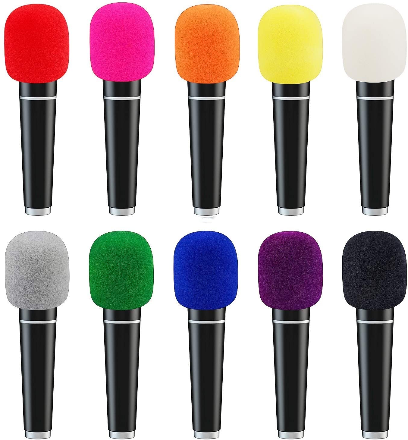 Fielect Microphone Cover Sponge Foam Mic Cover Handheld Microphone Windscreen Shield Protection Mic Foam Filter Cover White for Karaoke DJ, KTV, Broadcasting