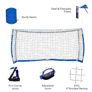 ZELUS Portable Soccer Goal Set: 12x6 ft Soccer Goal for Backyard Practice and 12 Soccer Cones | Soccer Equipment for Training & Fun for Outdoor Play w Knotless Net, 12 Sport Cones (Blue)