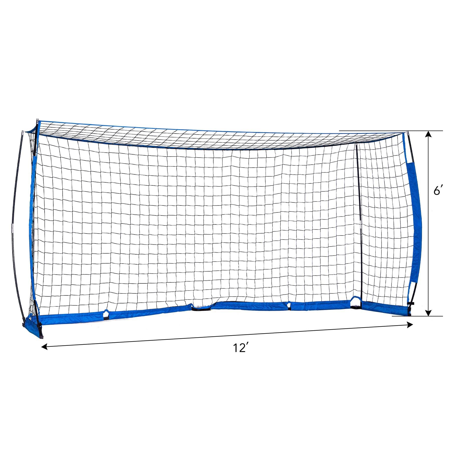 ZELUS Portable Soccer Goal Set: 12x6 ft Soccer Goal for Backyard Practice and 12 Soccer Cones | Soccer Equipment for Training & Fun for Outdoor Play w Knotless Net, 12 Sport Cones (Blue)