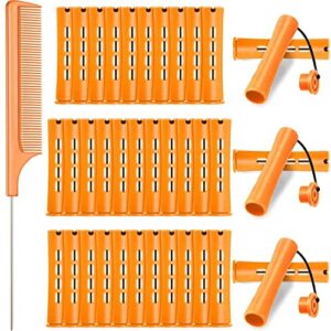 36 pieces cold wave rod hair perm rods hair rollers perming rods curlers with steel rat tail comb for hairdressing styling (orange, 0.87 inch)