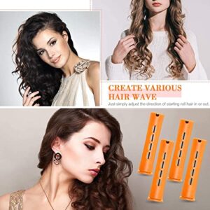 36 Pieces Cold Wave Rod Hair Perm Rods Hair Rollers Perming Rods Curlers with Steel Rat Tail Comb for Hairdressing Styling (Orange, 0.87 Inch)