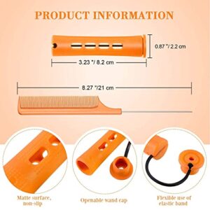 36 Pieces Cold Wave Rod Hair Perm Rods Hair Rollers Perming Rods Curlers with Steel Rat Tail Comb for Hairdressing Styling (Orange, 0.87 Inch)