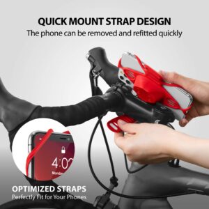 Bone】 Bike Tie Pro 4 Bike Phone Mount Bicycle Phone Holder for Stem Mounting 4.7"-7.2" Cell Phones, Ultra Light Phone Mount for Bike Motorcycle, Designed for Road Touring Bicycle Accessories - Red