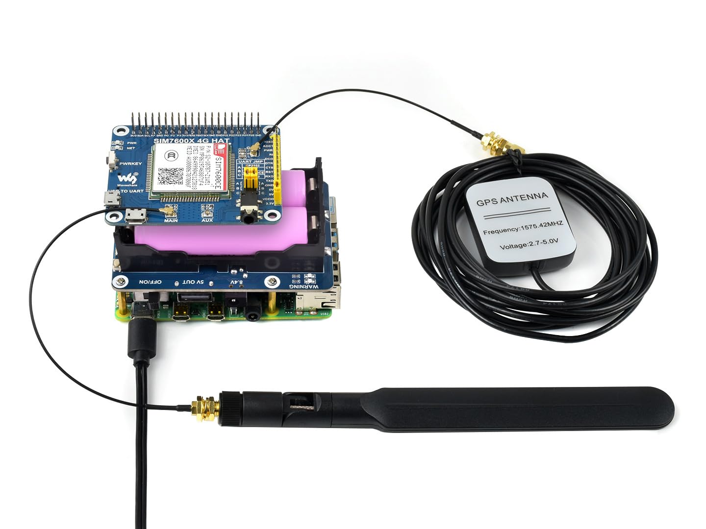 Waveshare UPS HAT for Raspberry Pi 5/4B, 5V Uninterruptible Power Supply Charge and Power Output at The Same Time