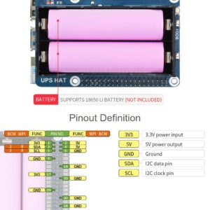 Waveshare UPS HAT for Raspberry Pi 5/4B, 5V Uninterruptible Power Supply Charge and Power Output at The Same Time