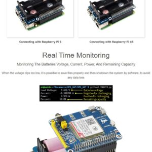 Waveshare UPS HAT for Raspberry Pi 5/4B, 5V Uninterruptible Power Supply Charge and Power Output at The Same Time