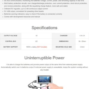 Waveshare UPS HAT for Raspberry Pi 5/4B, 5V Uninterruptible Power Supply Charge and Power Output at The Same Time