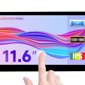 waveshare 11.6inch Capacitive Touch LCD Screen Compatible with Raspberry Pi4B/3B+/3A+/2B/B+/A+/Zero/Zero W/WH/Zero 2W CM3+/4 1920×1080 Resolution HDMI IPS Supports Jetson Nano/Windows