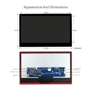 waveshare 11.6inch Capacitive Touch LCD Screen Compatible with Raspberry Pi4B/3B+/3A+/2B/B+/A+/Zero/Zero W/WH/Zero 2W CM3+/4 1920×1080 Resolution HDMI IPS Supports Jetson Nano/Windows