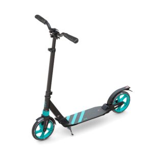 6ku kick scooter for kids ages 8-12 with suspension system, adjustable height, quick-folding design, and shoulder strap - safe and smooth ride for big kids ages 6-12