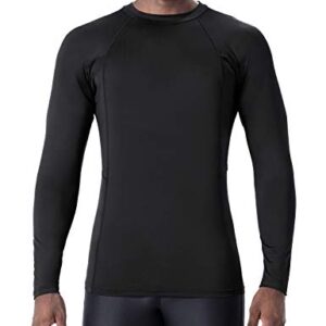 NAVISKIN Men's Long Sleeve Rash Guard Swim Shirts Compression Rashguard Sun Shirts UPF 50+ Baselayer Sun Shirts Black Size XXL