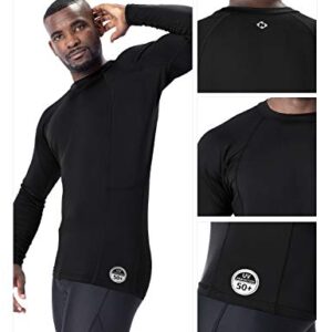 NAVISKIN Men's Long Sleeve Rash Guard Swim Shirts Compression Rashguard Sun Shirts UPF 50+ Baselayer Sun Shirts Black Size XXL