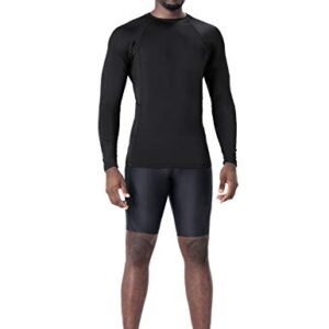 NAVISKIN Men's Long Sleeve Rash Guard Swim Shirts Compression Rashguard Sun Shirts UPF 50+ Baselayer Sun Shirts Black Size XXL