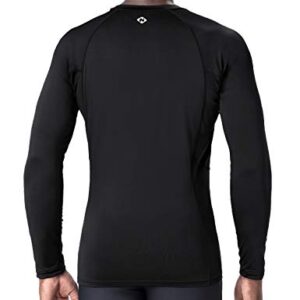 NAVISKIN Men's Long Sleeve Rash Guard Swim Shirts Compression Rashguard Sun Shirts UPF 50+ Baselayer Sun Shirts Black Size XXL