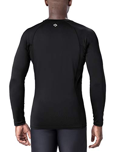 NAVISKIN Men's Long Sleeve Rash Guard Swim Shirts Compression Rashguard Sun Shirts UPF 50+ Baselayer Sun Shirts Black Size XXL