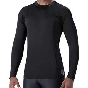 NAVISKIN Men's Long Sleeve Rash Guard Swim Shirts Compression Rashguard Sun Shirts UPF 50+ Baselayer Sun Shirts Black Size XXL