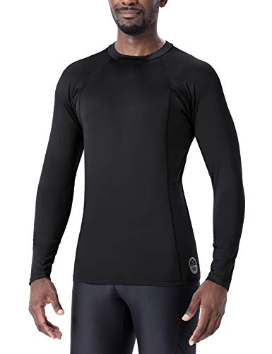 NAVISKIN Men's Long Sleeve Rash Guard Swim Shirts Compression Rashguard Sun Shirts UPF 50+ Baselayer Sun Shirts Black Size XXL