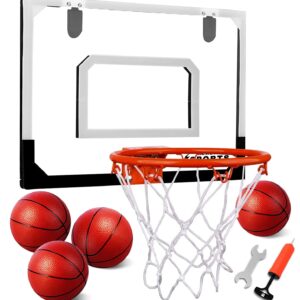 AOKESI Indoor Mini Basketball Hoop Set with 3 Balls for Kids and Adults - Pro Mini Basketball Hoop for Door with Complete Basketball Accessories Perfect Christmas Birthday Gifts for Kids Boys Teens