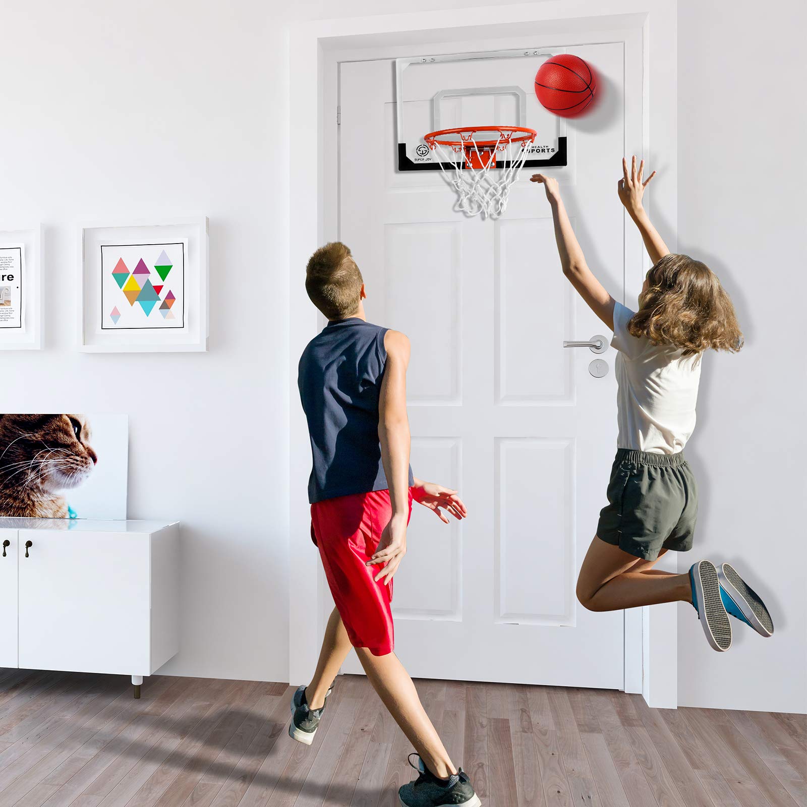 AOKESI Indoor Mini Basketball Hoop Set with 3 Balls for Kids and Adults - Pro Mini Basketball Hoop for Door with Complete Basketball Accessories Perfect Christmas Birthday Gifts for Kids Boys Teens