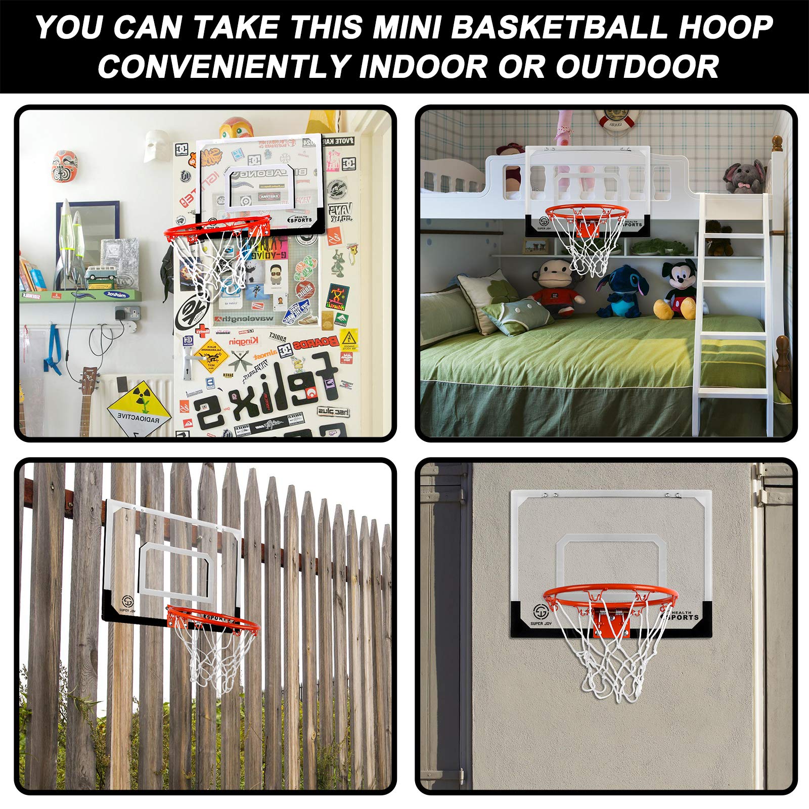 AOKESI Indoor Mini Basketball Hoop Set with 3 Balls for Kids and Adults - Pro Mini Basketball Hoop for Door with Complete Basketball Accessories Perfect Christmas Birthday Gifts for Kids Boys Teens