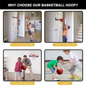 AOKESI Indoor Mini Basketball Hoop Set with 3 Balls for Kids and Adults - Pro Mini Basketball Hoop for Door with Complete Basketball Accessories Perfect Christmas Birthday Gifts for Kids Boys Teens