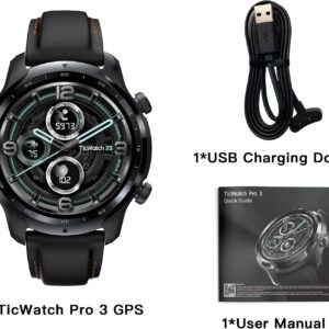 Ticwatch Pro 3 GPS Smart Watch Men's Wear OS Watch Qualcomm Snapdragon Wear 4100 Platform Health Fitness Monitoring 3-45 Days Battery Life Built-in GPS NFC Heart Rate Sleep Tracking IP68 Waterproof