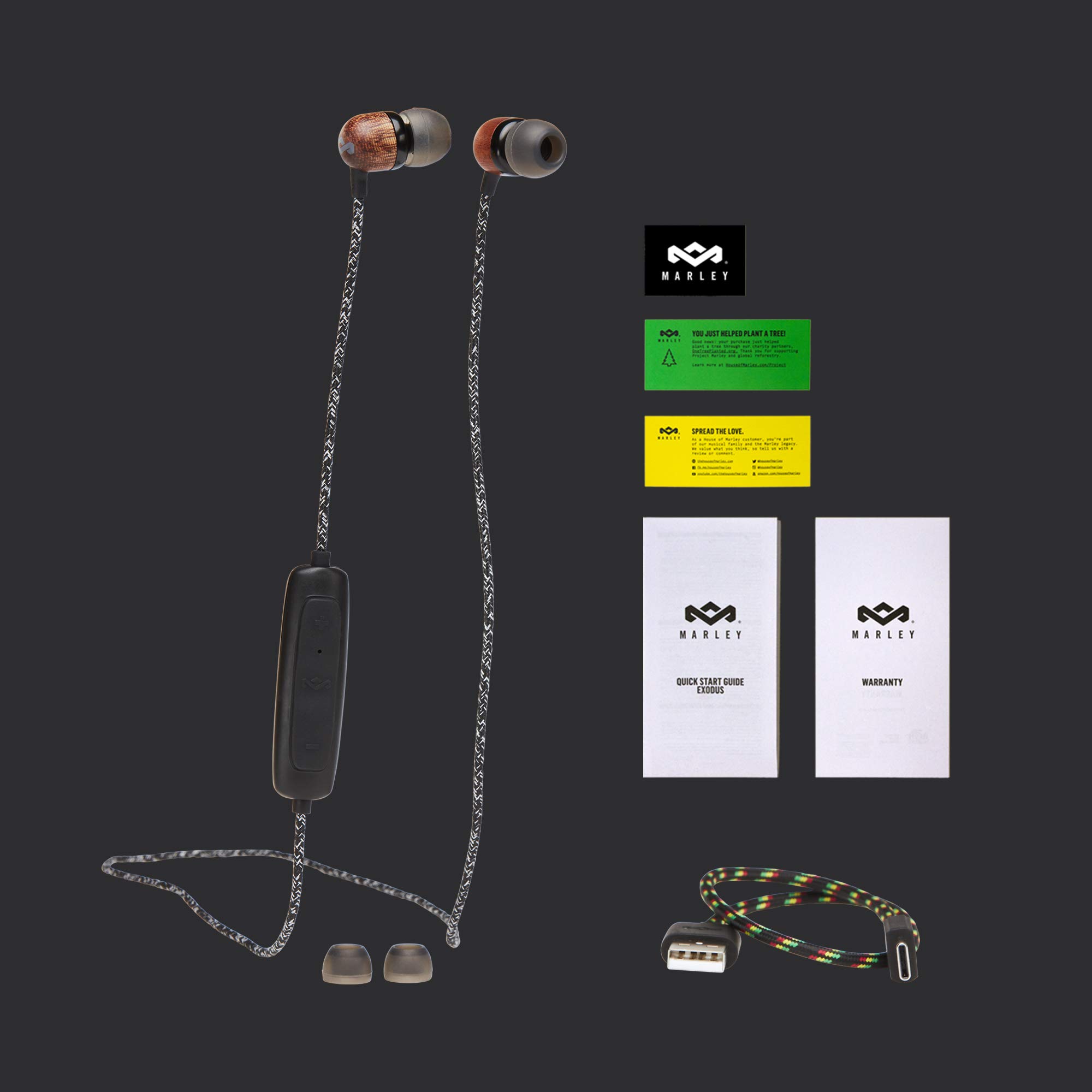 House of Marley Smile Jamaica Wireless 2, Bluetooth Headphones, Long Battery Life, Built-in Microphone and Quick Charge Technology, Signature Black