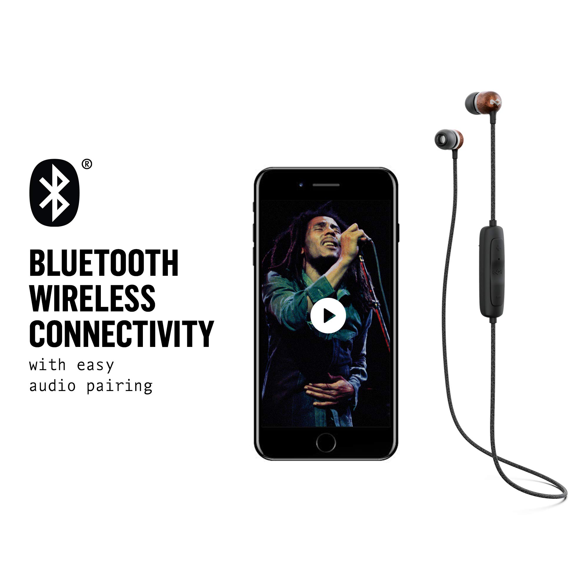 House of Marley Smile Jamaica Wireless 2, Bluetooth Headphones, Long Battery Life, Built-in Microphone and Quick Charge Technology, Signature Black