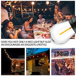 L.A. NOVA Outdoor String Lights Dimmable 48ft with 15 Plastic Edison LED Bulbs, Extendable & Dimmable, 2 Replacement Filaments for Patio, Cafe, Party, Porch