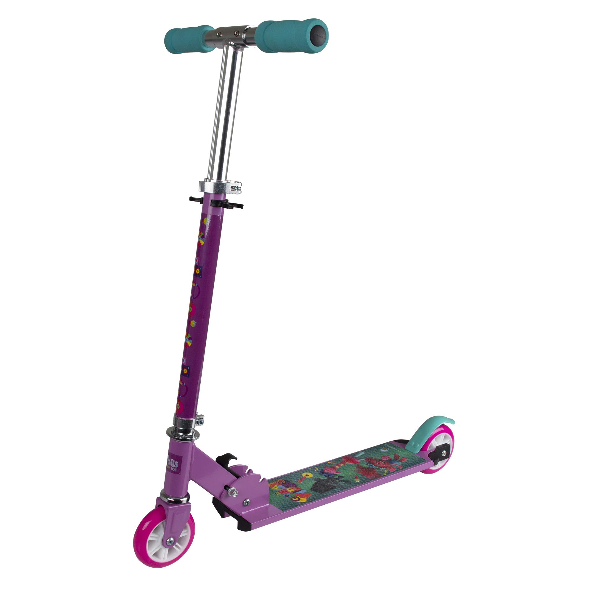 PlayWheels Trolls World Tour- 2- Wheel Aluminum Folding Scooter