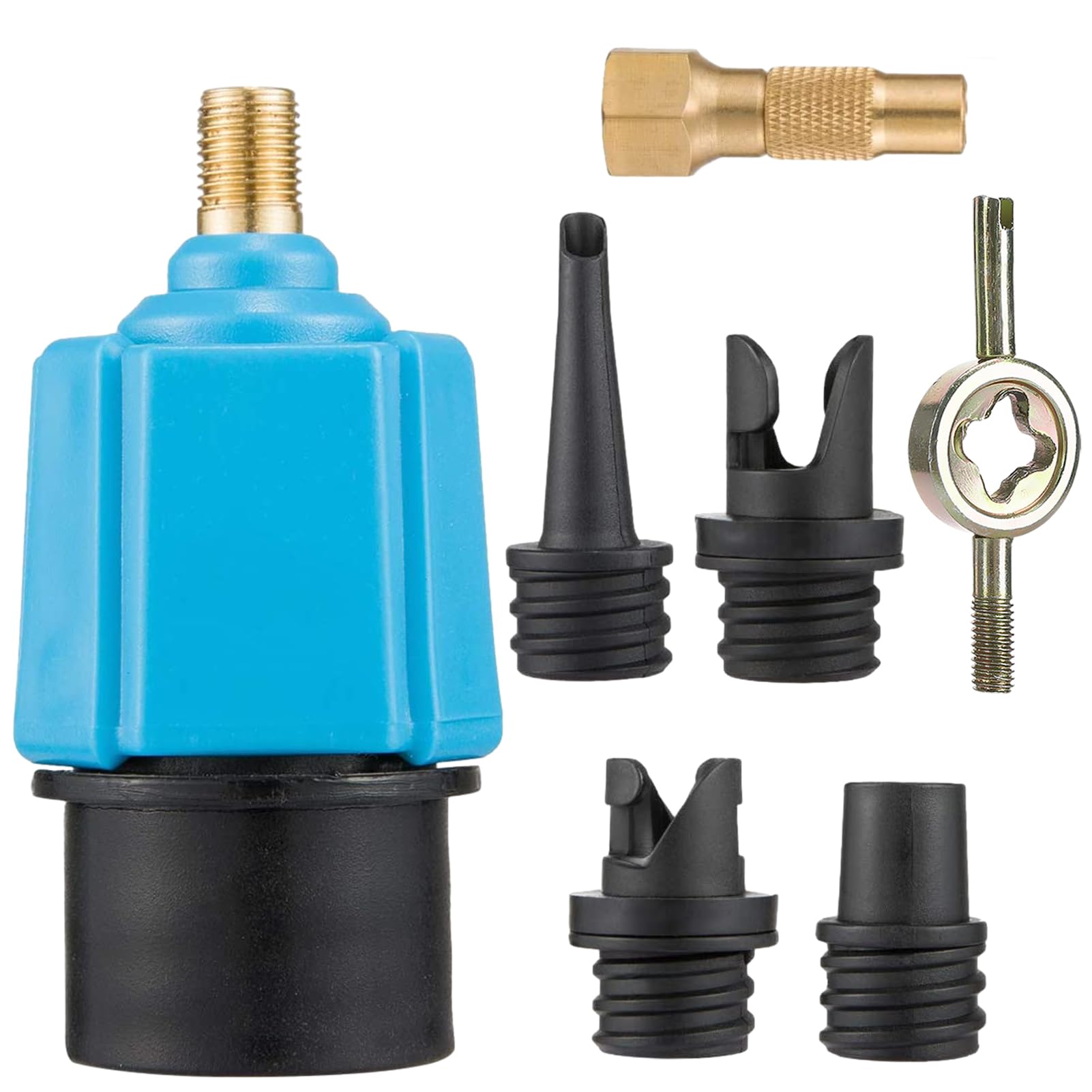 Inflatable SUP Pump Valve Adapter Set- Standard Air Valve Adapter and Nozzle Air Pump Converter for Kayaking Surfboard Inflatable Bed