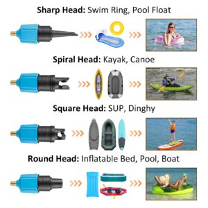 Inflatable SUP Pump Valve Adapter Set- Standard Air Valve Adapter and Nozzle Air Pump Converter for Kayaking Surfboard Inflatable Bed