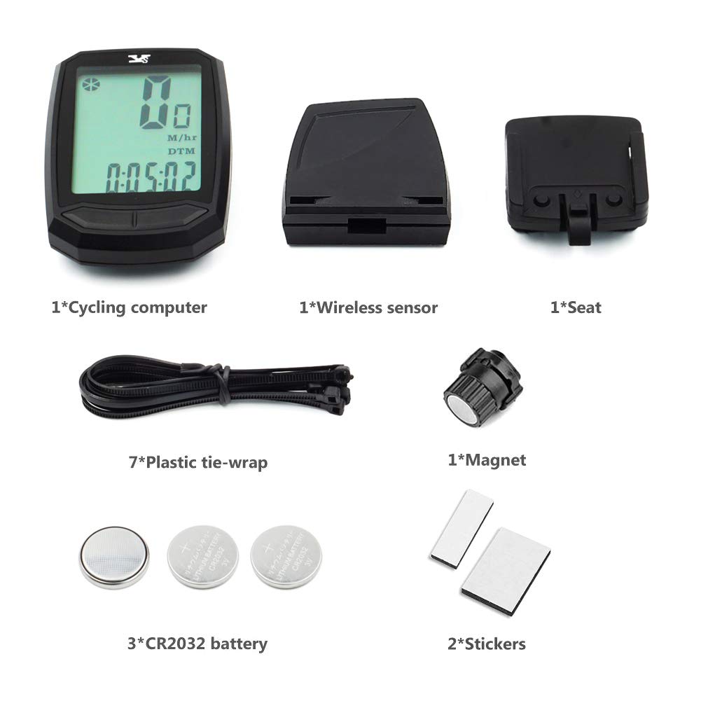 Bicycle Speedometer Waterproof Wireless Cycle Bike Computer Bicycle Odometer with LCD Display & Multi-Functions