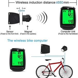 Bicycle Speedometer Waterproof Wireless Cycle Bike Computer Bicycle Odometer with LCD Display & Multi-Functions