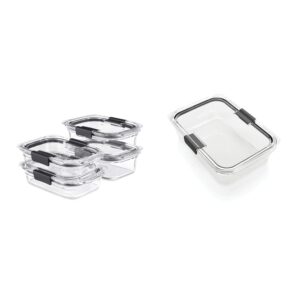 rubbermaid brilliance glass storage set of 4 food containers with lids (8 pieces total), set, assorted, clear