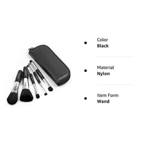 Brush Master Travel Makeup Brushes Set w/Pouch, 5PCS Double Ended Portable Mini Cosmetic Brushes Kit for Foundation, Eyeshadow, Lip, Blush Make Up Brushes Professional(Black)