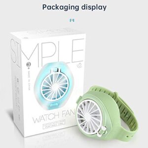 Nobranded Watch Mini Handheld Portable Fan with Comfortable Wrist Strap, Ultra-quiet Three-speed Electric Rechargeable Usb Folding Fashion Compact Small Fan, Office, Outdoor Travel Fan (green)