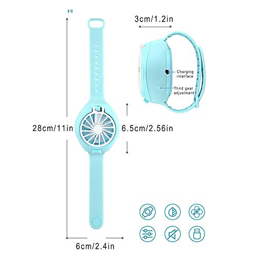 Nobranded Watch Mini Handheld Portable Fan with Comfortable Wrist Strap, Ultra-quiet Three-speed Electric Rechargeable Usb Folding Fashion Compact Small Fan, Office, Outdoor Travel Fan (green)