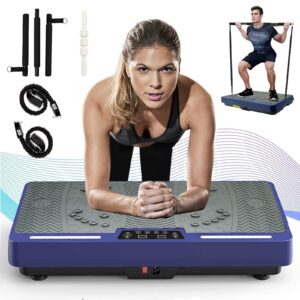 natini vibration plate exercise machine - whole body workout vibration platform lymphatic drainage machine for weight loss home fitness w/pilates bar + resistance bands + muscle roller stick + remote