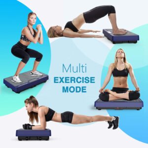 Natini Vibration Plate Exercise Machine - Whole Body Workout Vibration Platform Lymphatic Drainage Machine for Weight Loss Home Fitness w/Pilates Bar + Resistance Bands + Muscle Roller Stick + Remote