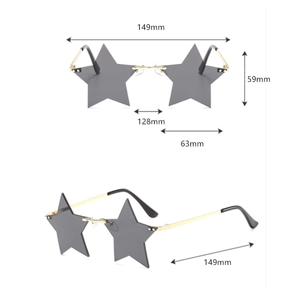 ENTHYI Rimless Star shape Sunglasses Personality Sun Glasses for women/men Party glasses personality pentagram eyewears