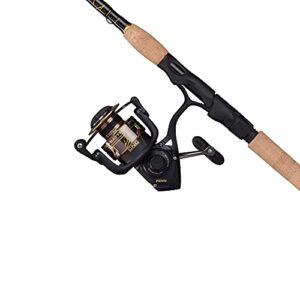 PENN 7’ Battle III Fishing Rod and Reel Spinning Combo, 7’, 1 Graphite Composite Fishing Rod with 6 Reel, Durable, Break Resistant and Lightweight,Black/Gold